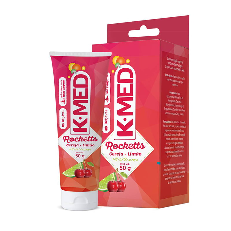 LUBRIFICANTE ÍNTIMO - K-MED ROCKETTS BEIJÁVEL - CEREJA E LIMÃO 50G 