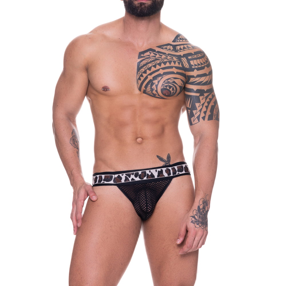 JOCKSTRAP ARRASTAO PRETO COM ELÁSTICO ONÇA