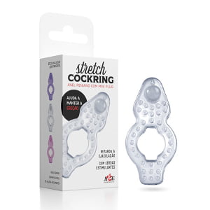 ANEL PENIANO - STRETCHY COCKRING - COM MINI PLUG - TRANSPARENTE