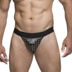 JOCKSTRAP CIRRE PRETO COM ILHÓS PRATA