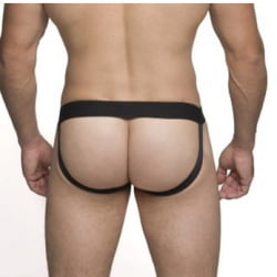 JOCKSTRAP CIRRE PRETO COM ILHÓS PRATA