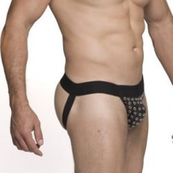 JOCKSTRAP CIRRE PRETO COM ILHÓS PRATA