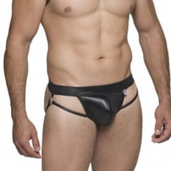 JOCKSTRAP COURO SINTETICO DETALHE ABERTO COM ARGOLAS LATERAIS