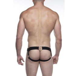 JOCKSTRAP EM CIRRE PRETO COM ARGOLA TRIPLA