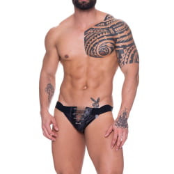 JOCKSTRAP EM COURO SINTETICO COM CORRENTES FRONTAL