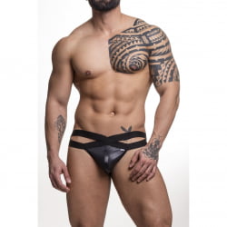 JOCKSTRAP EM SUPLEX PRETO COM ELÁSTICO DUPLO FRONTAL ABERTO