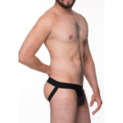 JOCKSTRAP EM SUPLEX PRETO VAZADA COM ARRASTAO