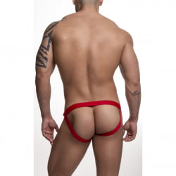 JOCKSTRAP EM SUPLEX VERMELHO COM ELASTICO DUPLO FRONTAL ABERTO