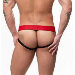 JOCKSTRAP PRETO COM VERMELHO DE SUPLEX CANELADO