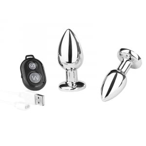 PLUG ANAL VIBRATÓRIO - RECARREGÁVEL - AÇO - TAM. M