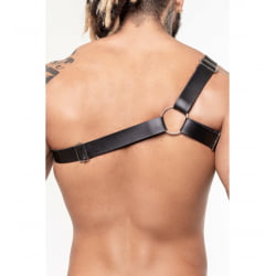 HARNESS EM COURO SINTETICO PRETO LATERAL