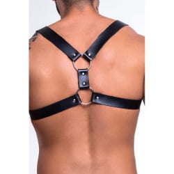 HARNESS EM COURO SINTÉTICO PRETO Y