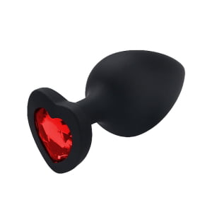 PLUG ANAL - SILICONE - COM PEDRA EM FORMA DE CORAÇÃO - TAM M