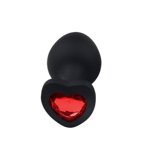 PLUG ANAL - SILICONE - COM PEDRA EM FORMA DE CORAÇÃO - TAM M