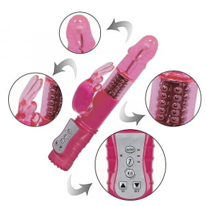 VIBRADOR RECARREGÁVEL - RABBIT LISO - ROTATIVO 