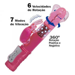 VIBRADOR RECARREGÁVEL - RABBIT LISO - ROTATIVO 