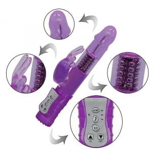 VIBRADOR RECARREGÁVEL - RABBIT LISO - ROTATIVO 