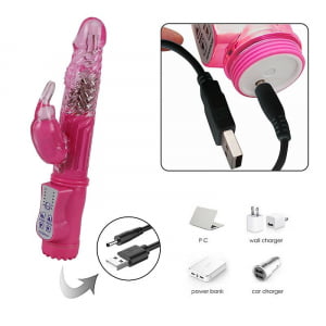 VIBRADOR RECARREGÁVEL - RABBIT TEXTURIZADO - ROTATIVO 