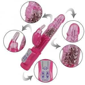 VIBRADOR RECARREGÁVEL - RABBIT TEXTURIZADO - ROTATIVO 